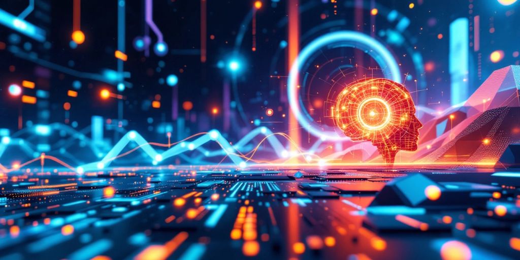 Futuristic digital landscape representing AI news publications.