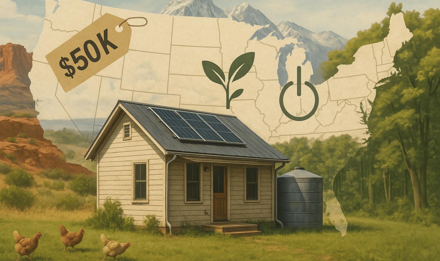 Picture of 10 places in the US where $50 K buys enough land for an off‑grid ...