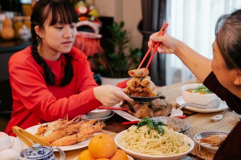 A family eating together during Chinese New Year celebration