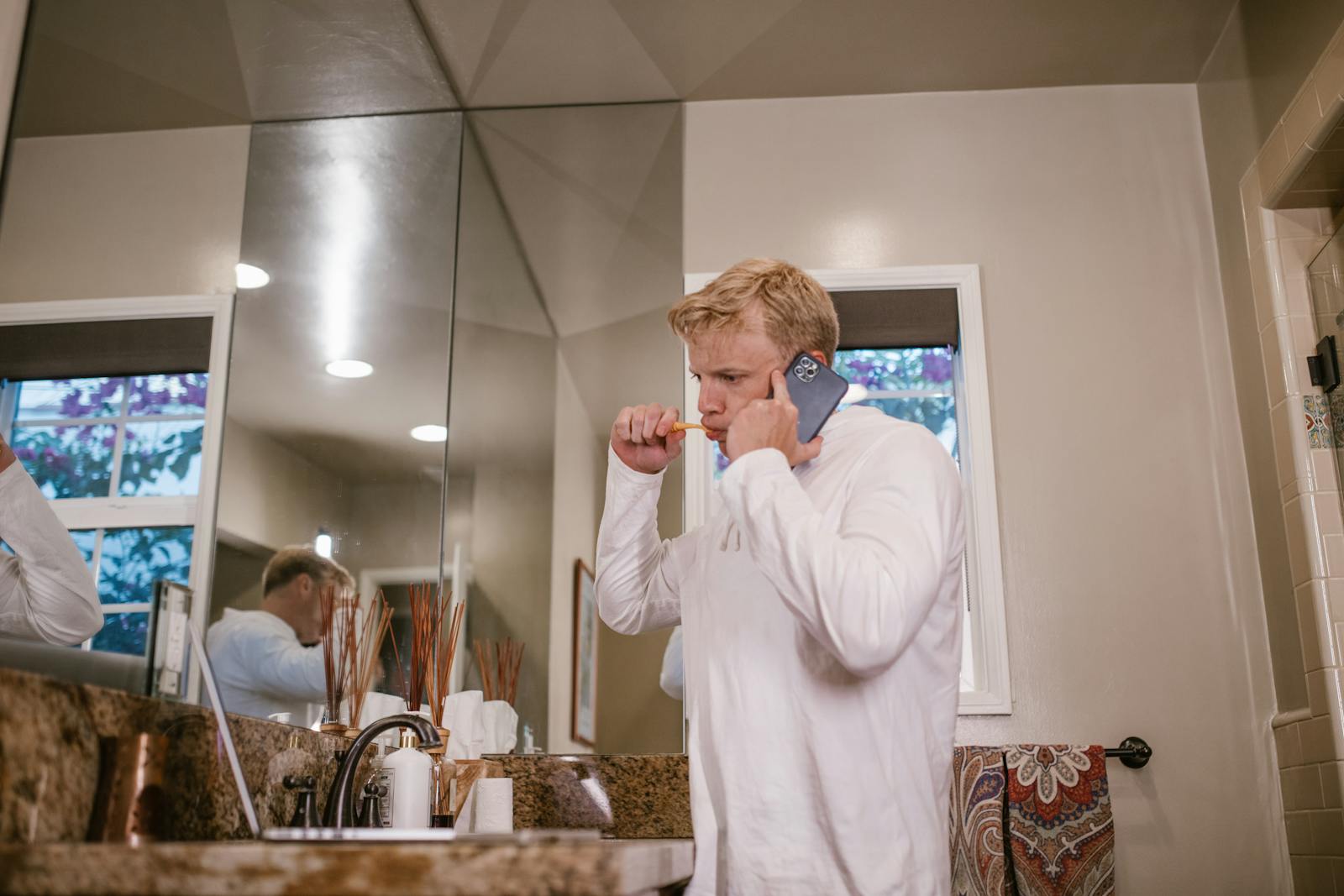 person worried phone night