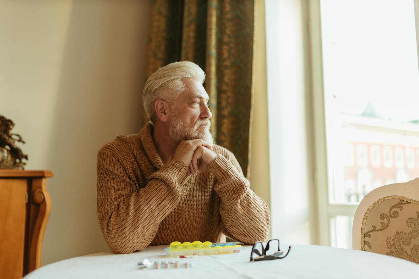 retired man alone morning
