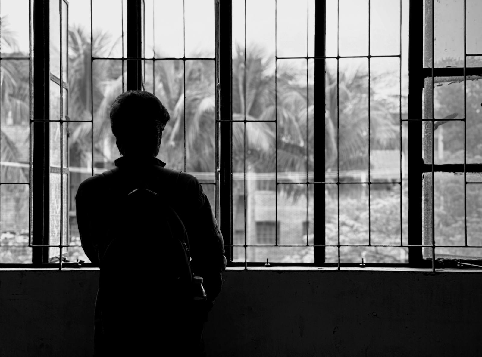 person alone reflection
