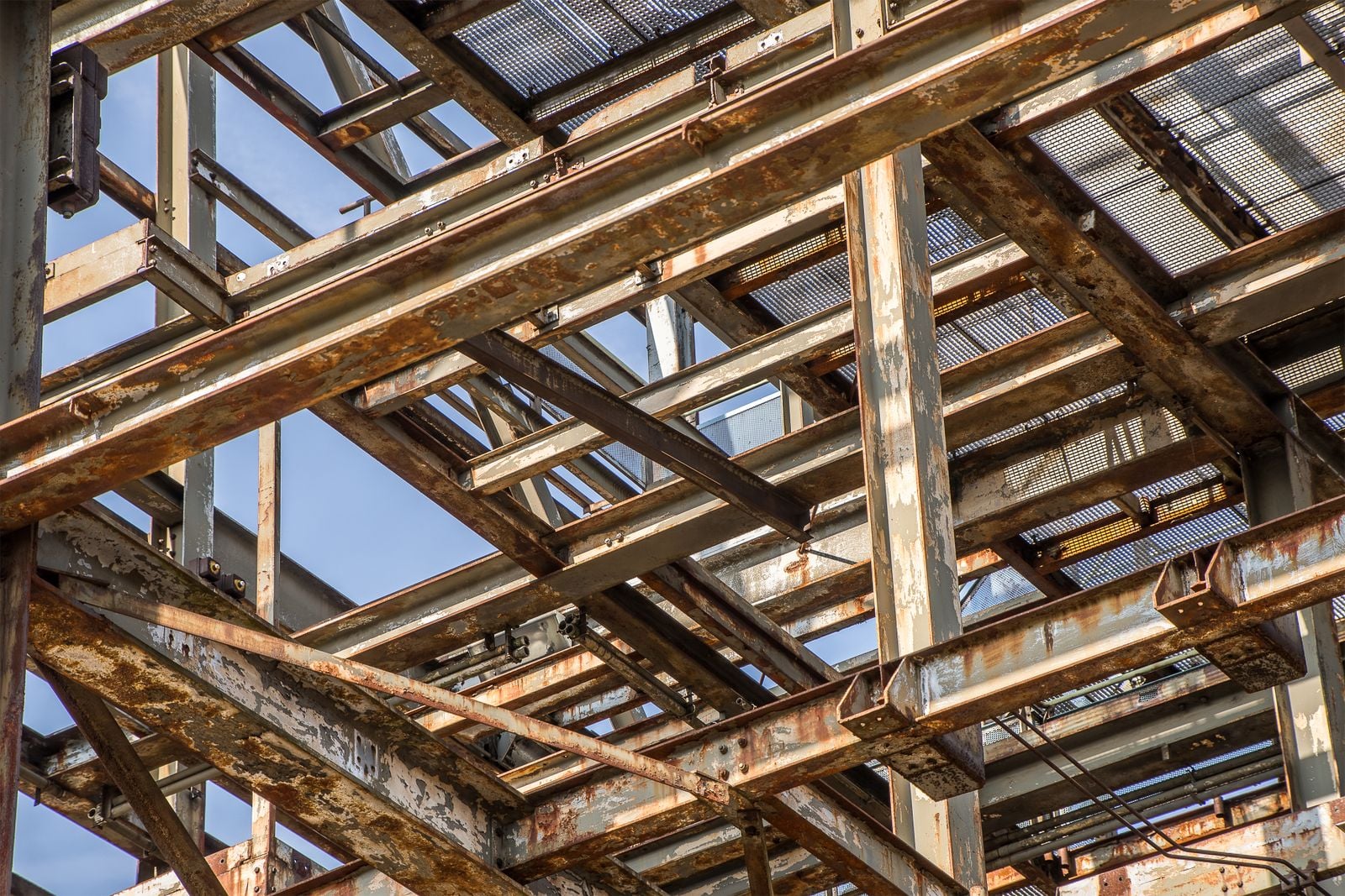 Corroded steel framework of a building under construction