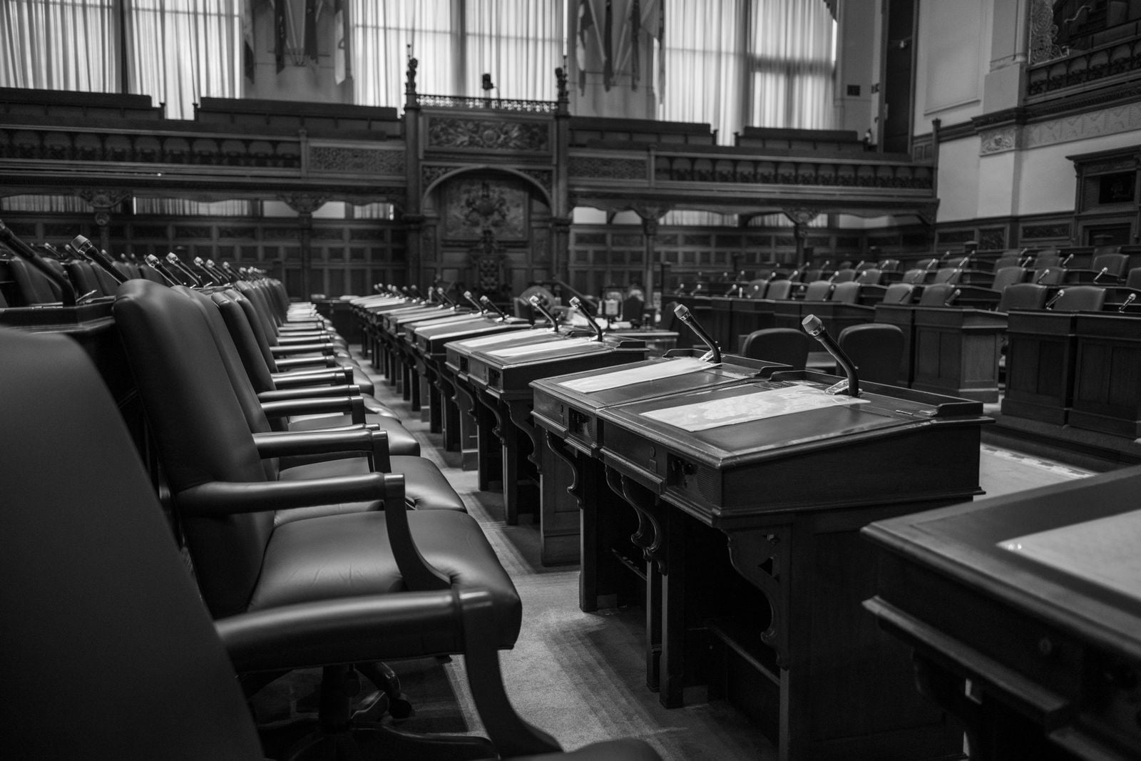 Historic legislative assembly chamber interior