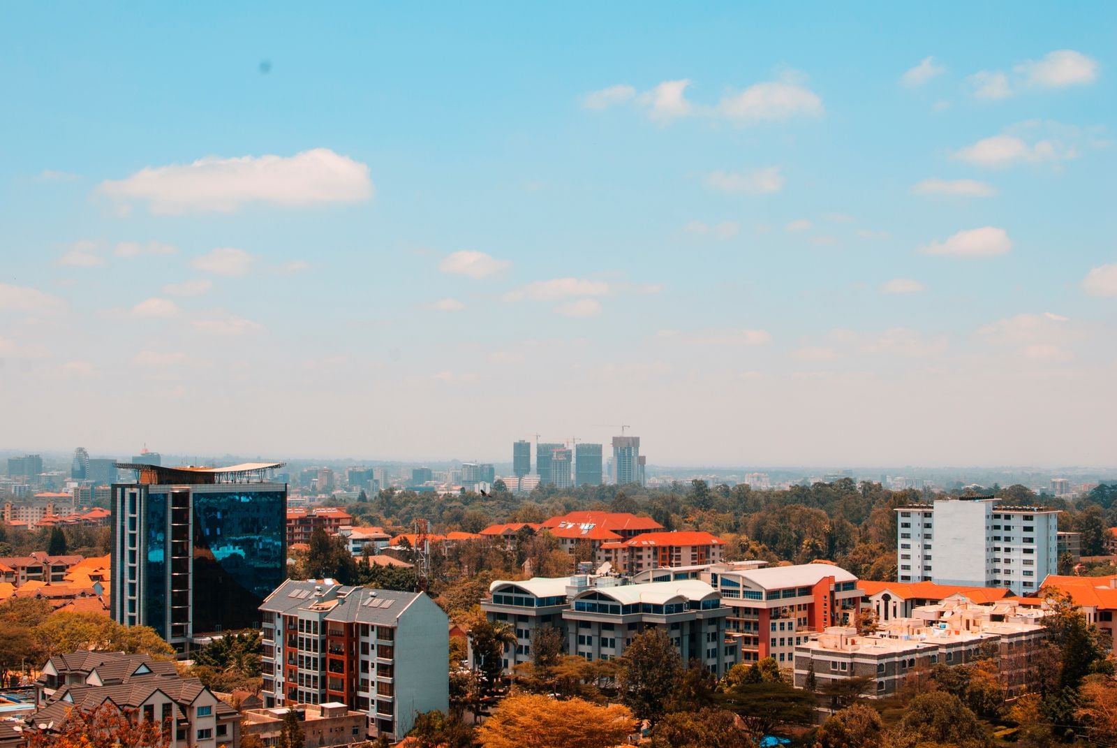Aerial view of an unidentified modern cityscape