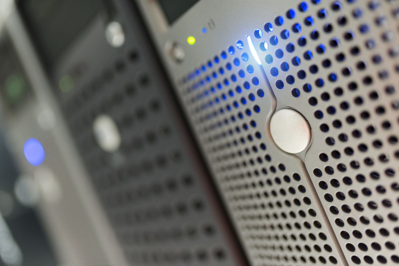 Server rack inside a data center
