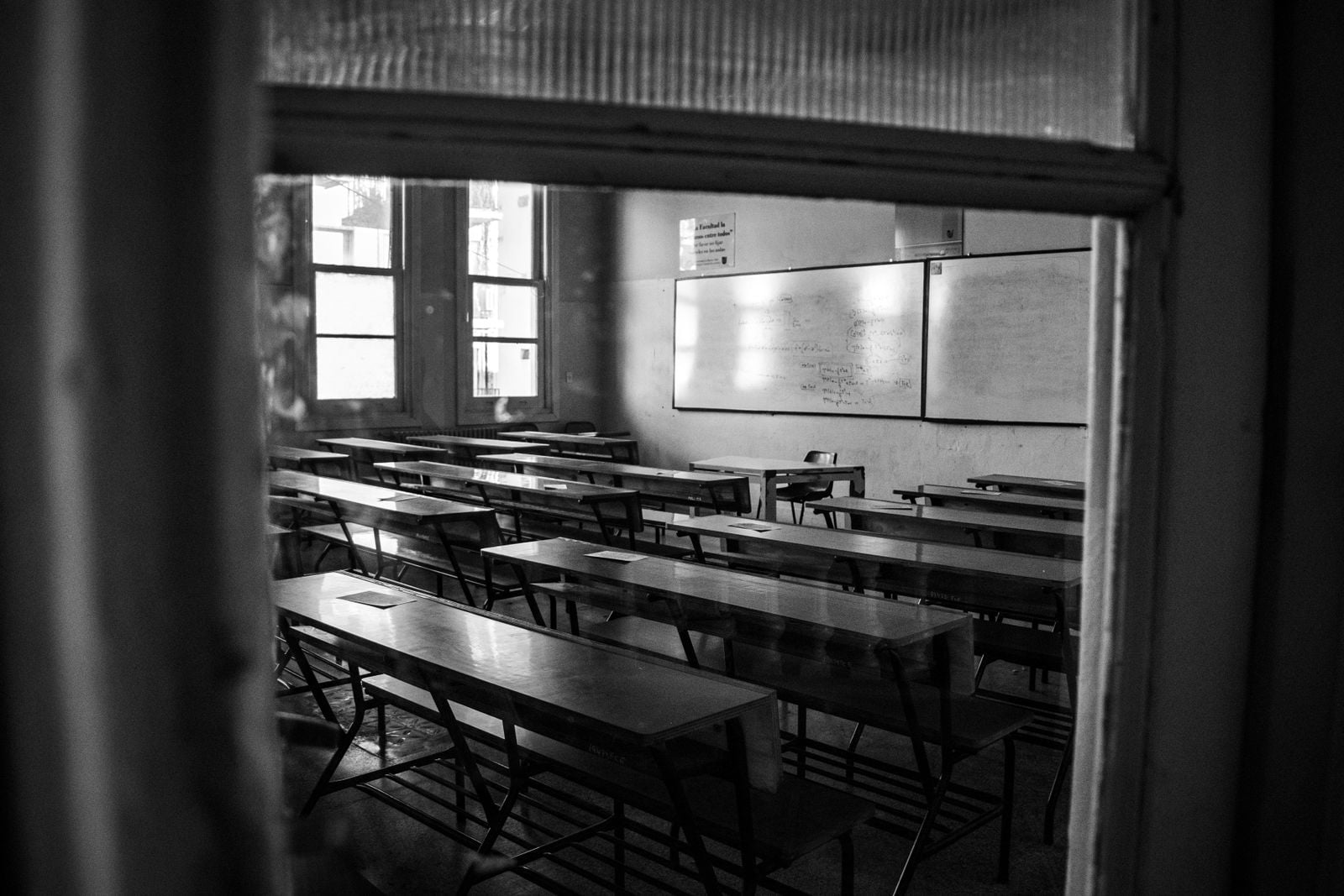 empty classroom desks