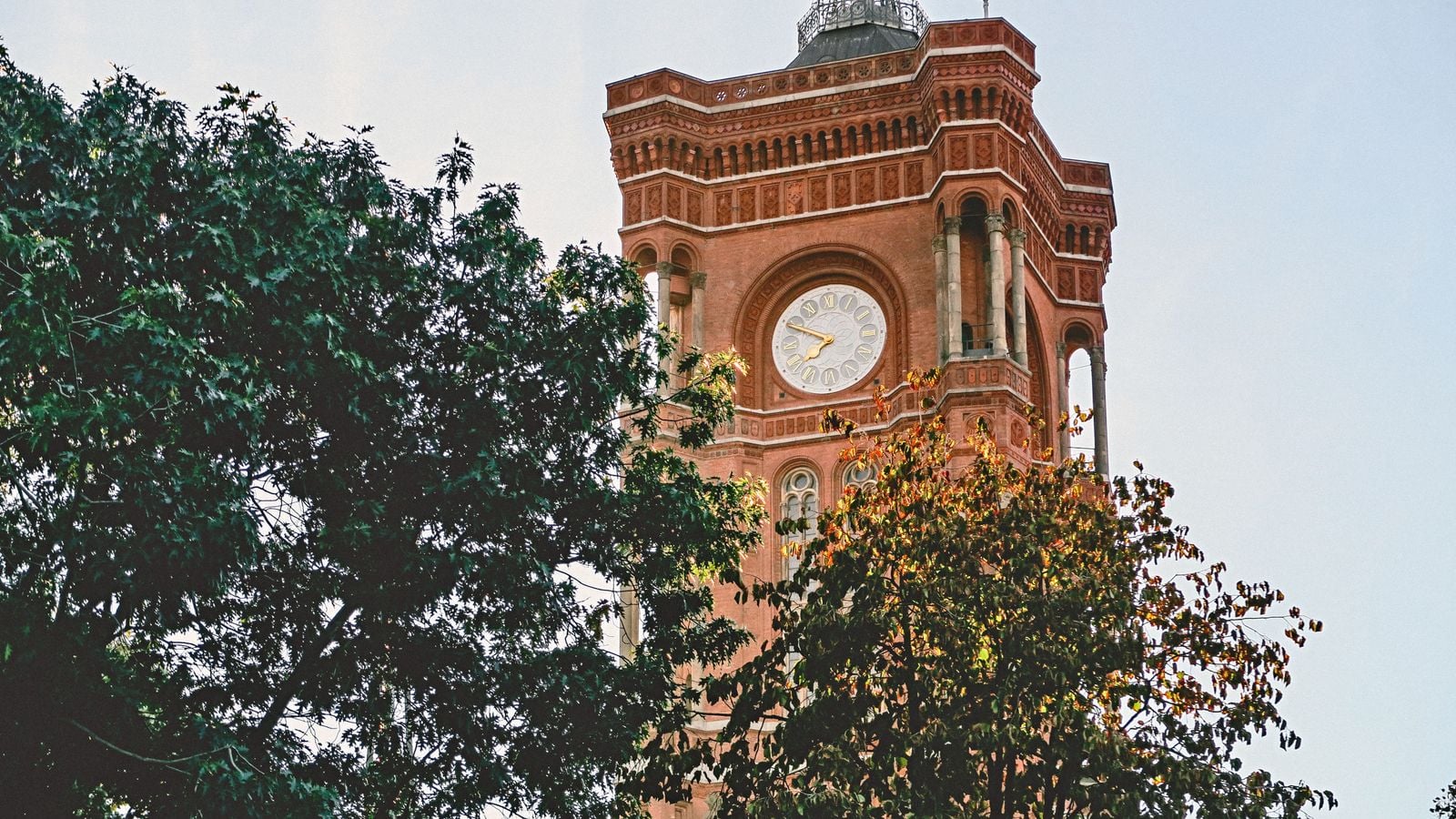 Historic Rotes Rathaus clock tower in Berlin
