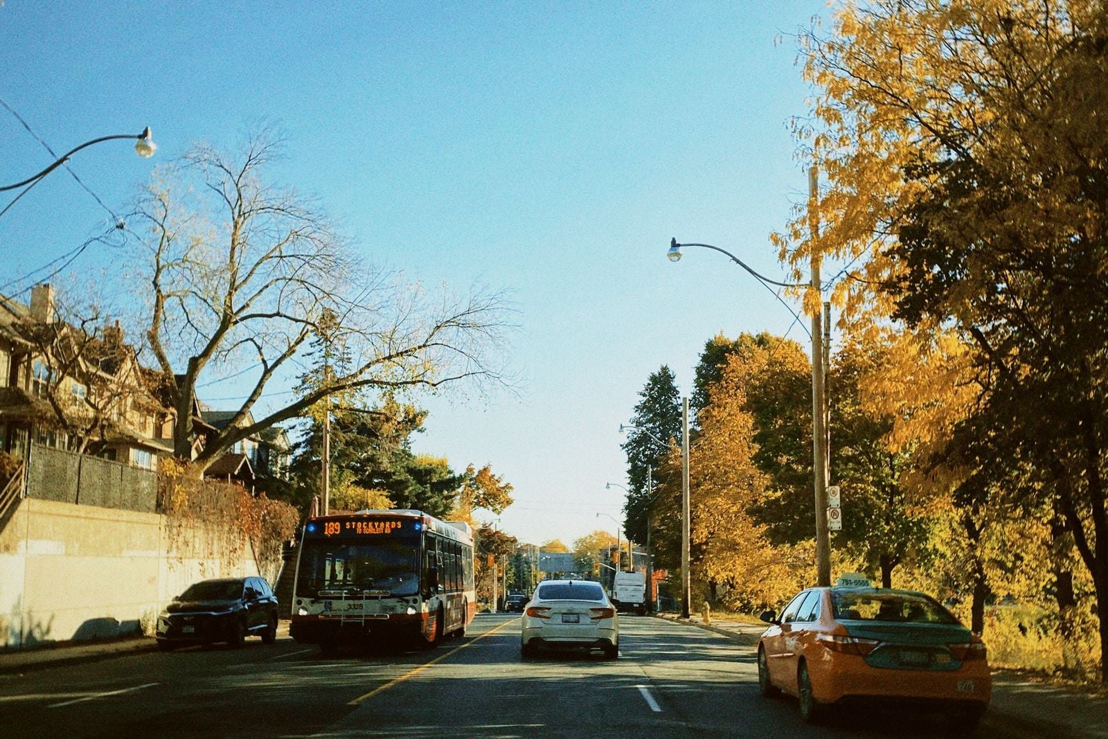 school bus suburb