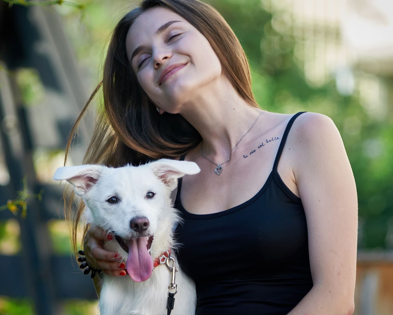 woman with rescue dog